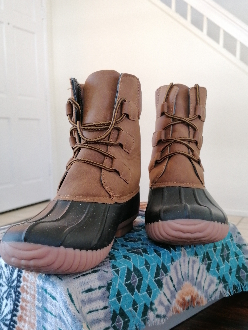 Olivia Miller Brown and Black Duck Booties